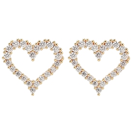 Серьги-гвоздики в форме сердца из латуни с прозрачным кубическим цирконием, долговечный