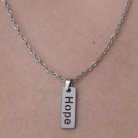 201 ожерелье из нержавеющей стали с подвеской в виде слова «Надежда»