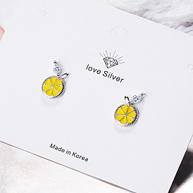 Fruit Design Lemon Earrings - Unique, Minimalist, Cold Tone, Fashionable Ear Jewelry.