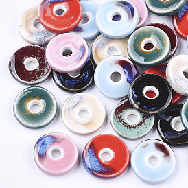 Фарфоровые бусины ручной работы, фантазии античного стекла фарфора, Плоский круглый / диск