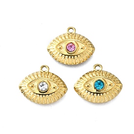 304 кулон из нержавеющей стали, ионное покрытие (ip), со стразами, реальный 14 k позолоченный, злые глаза