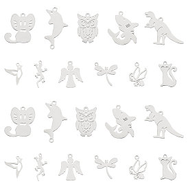 Unicraftale 22Pcs 11 Style 201 Stainless Steel Charms, Laser Cut, Mixed Shapes