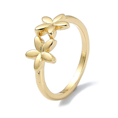 Brass Open Cuff Ring, Flower