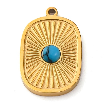 Подвески из синтетической бирюзы прямоугольной формы, с ионным покрытием (ip) 304 настройки из нержавеющей стали