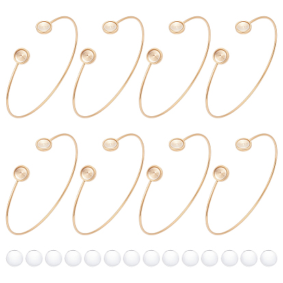 DIY Bangle Making Kits, including 304 Stainless Steel Cuff Blank Bangle Bases and Glass Cabochons