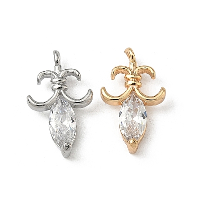 Латунные микропаве прозрачные подвески с фианитом, долговечный, очарование цветка ириса