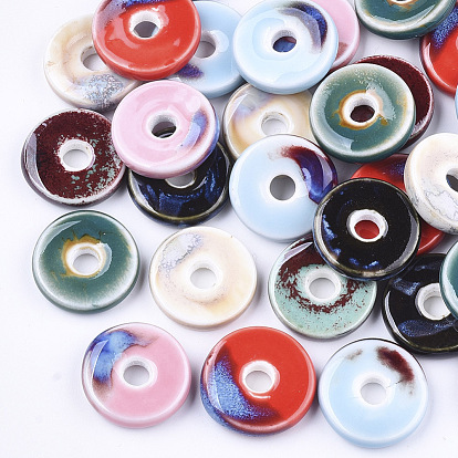 Фарфоровые бусины ручной работы, фантазии античного стекла фарфора, Плоский круглый / диск