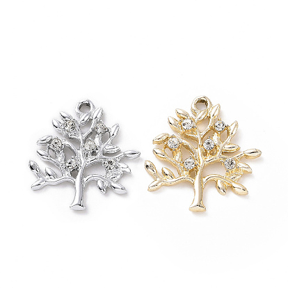 Alloy Crystal Rhinestone Pendants, Tree Charms