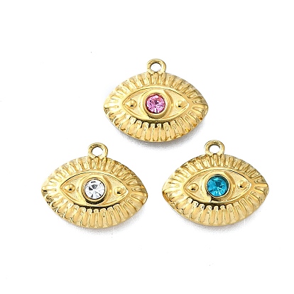 304 кулон из нержавеющей стали, ионное покрытие (ip), со стразами, реальный 14 k позолоченный, злые глаза