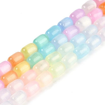 Нити из натурального селенита, окрашенные, барабанные бусины