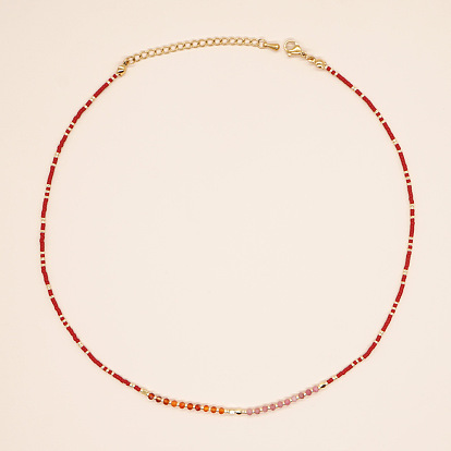 Bohemian-style semi-precious gemstone rice bead necklace, colorfast and lightweight luxury ladies necklace.