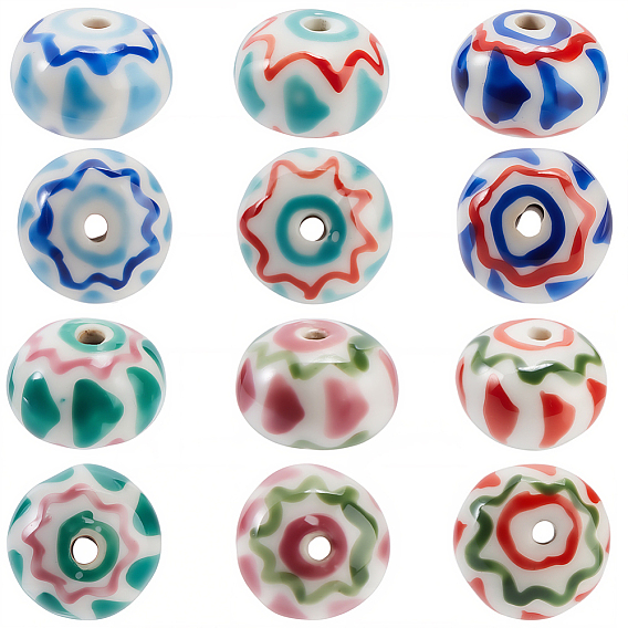 18шт 6 цвета фарфоровые бусины ручной работы, рондель, пастельный фарфор