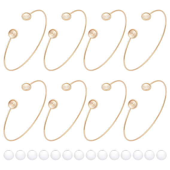 DIY Bangle Making Kits, including 304 Stainless Steel Cuff Blank Bangle Bases and Glass Cabochons