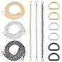 6шт 6 стиль алюминиевые ремни для сумок с цепочкой, с 6шт 3 цвета железа d кольца, застежка-молния, принадлежности для изготовления кошельков