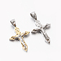 Thème de Pâques femmes hommes 201 pendentifs croix crucifix en acier inoxydable, pour Pâques, 32x22x6mm, Trou: 4.5x6mm