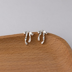 925 стерлингового серебра серьги стержня, бантом