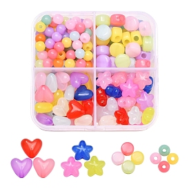 4 Style Transparent Acrylic Beads, Mix Color, Mix-shaped