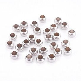 304 Stainless Steel Smooth Spacer Beads, Rondelle, 5x3mm, Hole: 3mm