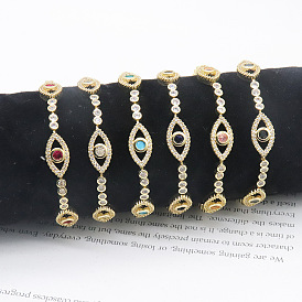 Stylish Devil Eye Micro-Inlaid Bracelet with Diamond, Alloy Pull Chain Turkish Eye Jewelry