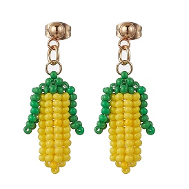 Кукуруза 304 нержавеющая сталь класса А круглые стеклянные бусины висячие серьги-гвоздики