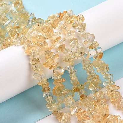 Natural Citrine Chip Beads Strands, Dyed & Heated, 5~14x4~10mm, Hole: 1mm, about 15.5 inch ~16.1 inch