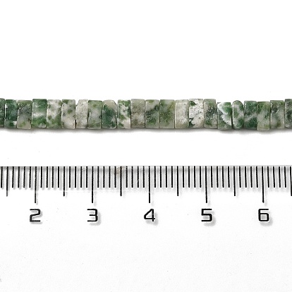 Perles de jaspe tache verte naturelle, 2-trou, rectangle