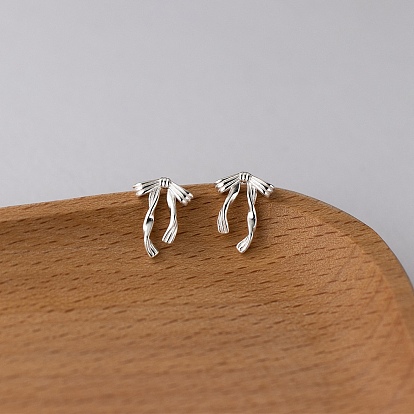 925 стерлингового серебра серьги стержня, бантом