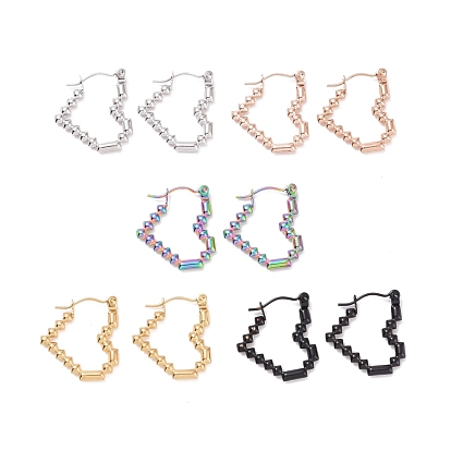 Ion Plating(IP) 304 Stainless Steel Hoop Earrings for Women, Heart