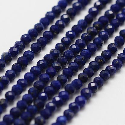 Natural Lapis Lazuli Bead Strands, Grade AA, Faceted, Round
