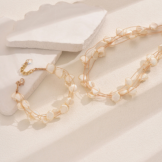 Элегантные многослойные браслеты и ожерелья из латуни и пластика для женщин