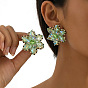 Alloy Rhinestone Stud Earrings for Women, Flower