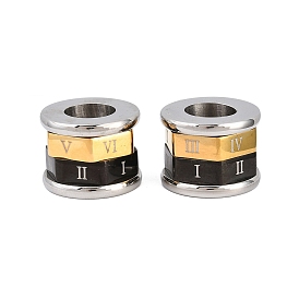 Вращающиеся 201 бусины из нержавеющей стали, бусины с большим отверстием, столбец с римскими цифрами
