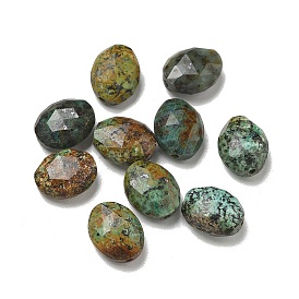 Бусины из натуральной африканской бирюзы (яшмы), граненые, овальные