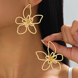 Iron Stud Earrings for Women, Flower