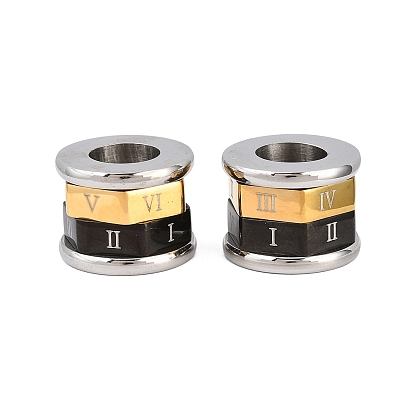 Вращающиеся 201 бусины из нержавеющей стали, бусины с большим отверстием, столбец с римскими цифрами