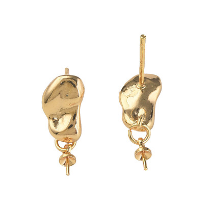 Hallazgos de aretes de bronce, con 925 alfileres de plata esterlina y pasadores de copa, para cuentas medio perforadas, sin níquel