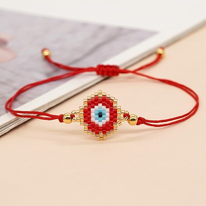 Богемный регулируемый браслет из бисера Миюки с узором «сглаз» для женщин