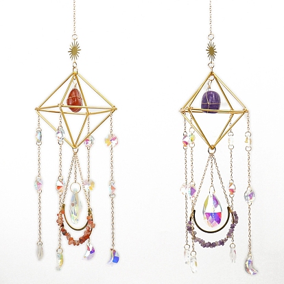 Подвеска-ловец солнца из драгоценного камня и хрустального стекла, создатель радуги, украшение сада и дома своими руками