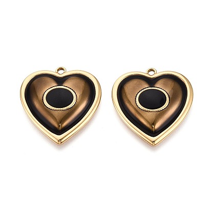 304 подвески из нержавеющей стали и эмали, сердце прелести, ионное покрытие (ip), реальный 18 k позолоченный