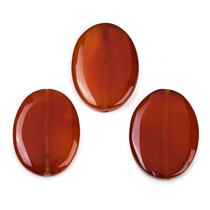 Натуральные бусины из сердолика (окрашенные и нагретые), Плоско-овальные