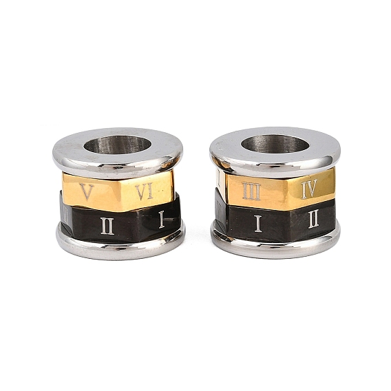 Вращающиеся 201 бусины из нержавеющей стали, бусины с большим отверстием, столбец с римскими цифрами