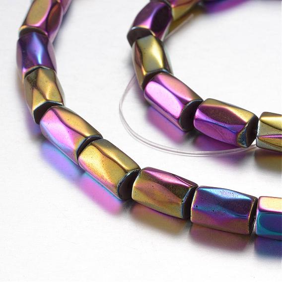 Electroplate Magnetic Synthetic Hematite Bead Strands, Grade A, Faceted, Column