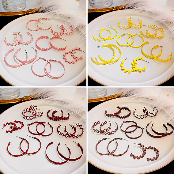 Серьги-кольца С-образной формы с росписью макаронами в стиле ретро для женщин
