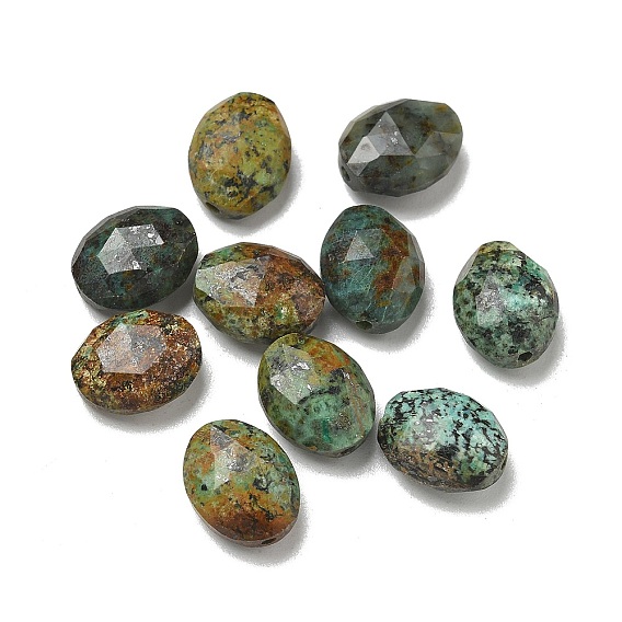 Бусины из натуральной африканской бирюзы (яшмы), граненые, овальные