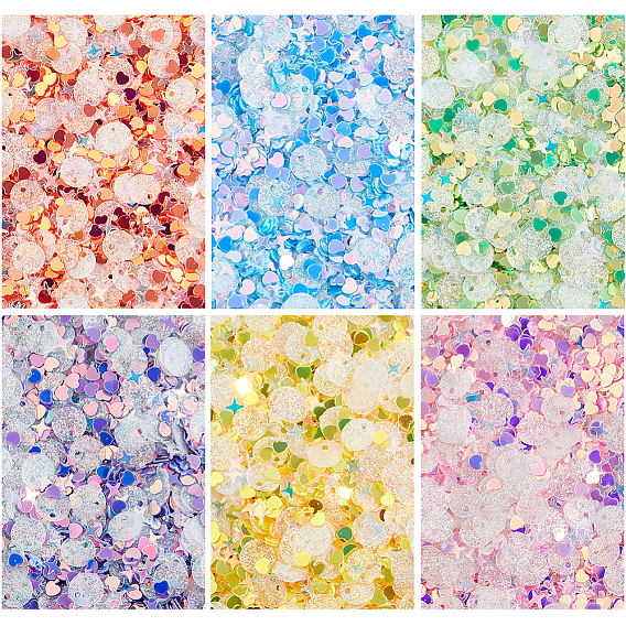 120g 6 цвета зоомагазины блестки украшения ногтей аксессуары, Сердце и звезда