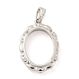 925 Sterling Silver Micro Pave Clear Cubic Zirconia Open Back Bezel Pendant Cabochon Settings, Oval