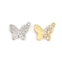 Brass Micro Pave Clear Cubic Zirconia Pendants, Butterfly Charms, Rack Plating, Long-Lasting Plated, Lead Free & Cadmium Free
