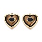 304 подвески из нержавеющей стали и эмали, сердце прелести, ионное покрытие (ip), реальный 18 k позолоченный