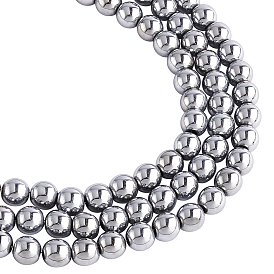 3 Strands Non-magnetic Synthetic Hematite Beads Strands, Beads Strands, Grade A, Round