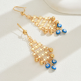 Латунные эмалевые серьги-подвески с кисточками от сглаза